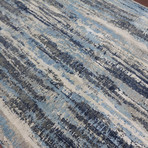 Abstract Carved Hand-Knotted Area Rug // Blue + Gray // 10' x 14'