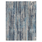 Abstract Carved Hand-Knotted Area Rug // Blue + Gray // 10' x 14'