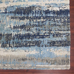 Abstract Carved Hand-Knotted Area Rug // Blue + Gray // 10' x 14'