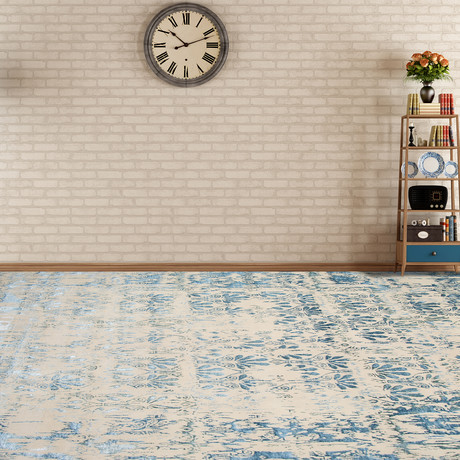 Carved Hand-Knotted Area Rug // Blue (8' x 10')
