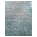 Carved Hand-Knotted Area Rug // Light Blue (6' x 9')