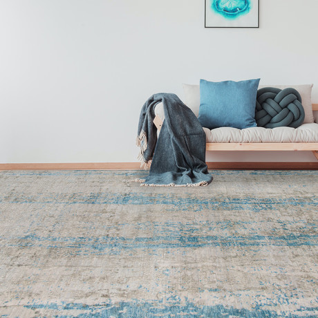 Abstract Hand-Knotted Area Rug // Blue // 6' x 9'