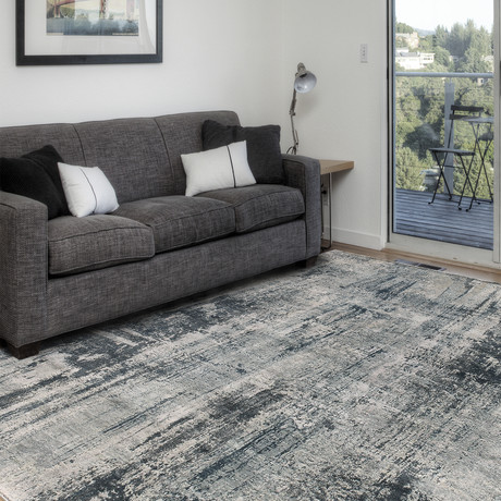 Abstract Hand-Knotted Area Rug // Charcoal // 10' x 14'