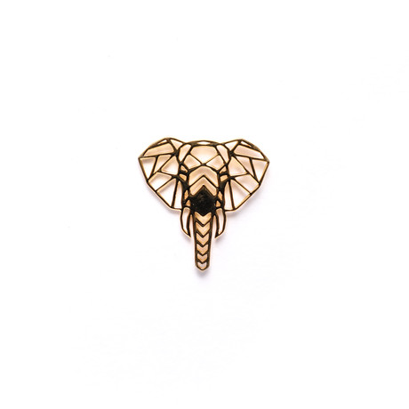 Geo Facet Elephant Head Lapel Pin (Gold)