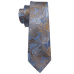 Yves Handmade Silk Tie // Dusk Blue + Gold
