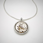 Watch Movement Necklace // Round // Silver