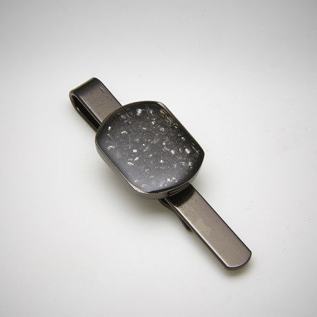 Meteorite Tie Bar // Gunmetal (Medium Rectangular // 0.71" x 0.63")
