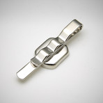 Meteorite Tie Bar // Silver (Medium Rectangular // 0.71" x 0.63")