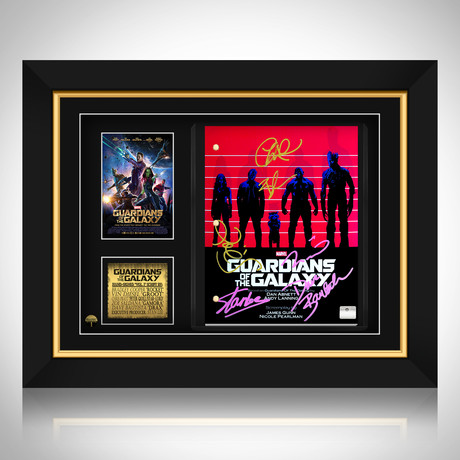 Guardians Of The Galaxy Hand-Signed Script // Zoe Saldana + Chris Pratt + Bradley Cooper + Dave Bautista + Vin Diesel + Stan Lee Signed // Custom Frame (Hand-Signed Script only)