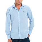 Checkered Button-Up Shirt // Baby Blue (3XL)