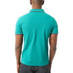Contrast Stripe Short-Sleeve Polo // Turquoise Green (XL)