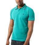 Contrast Stripe Short-Sleeve Polo // Turquoise Green (M)