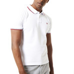 Contrast Stripe Short-Sleeve Polo // White (L)