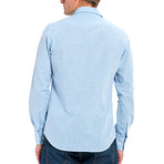 Checkered Button-Up Shirt // Baby Blue (M)