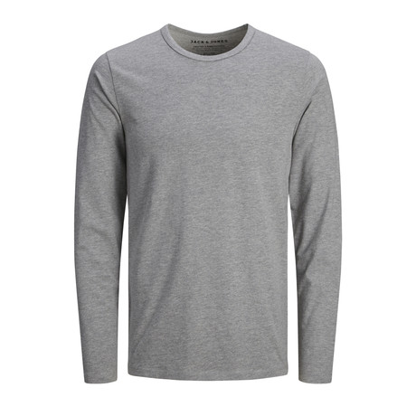 Long-Sleeve Basic Crew Neck T-Shirt // Light Gray Melange (M)