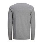 Long-Sleeve Basic Crew Neck T-Shirt // Light Gray Melange (L)