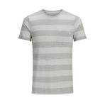 Short-Sleeve Autumn Stripe Crew Neck T-Shirt // Cloud Dancer (L)