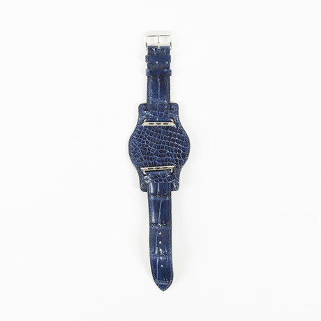 Handmade Genuine Crocodile Belly Bund Strap (Dark Blue)