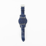 Handmade Genuine Crocodile Belly Bund Strap (Dark Blue)