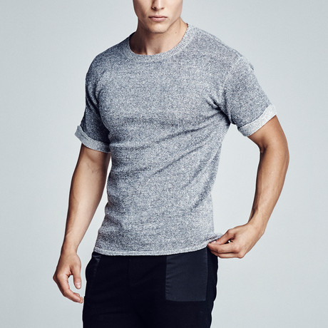 Relaxed Cuffed Short-Sleeve Sweater // Gray (S)