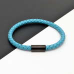 Woven Leather Bracelet // Teal + Black