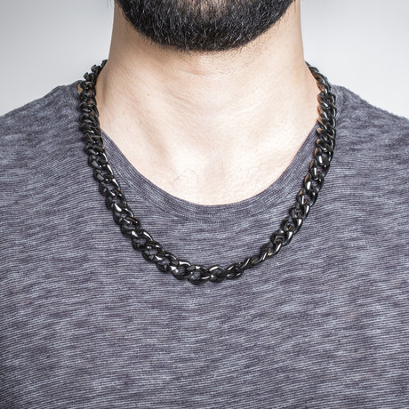 Curb Chain Necklace // 13 mm // Black