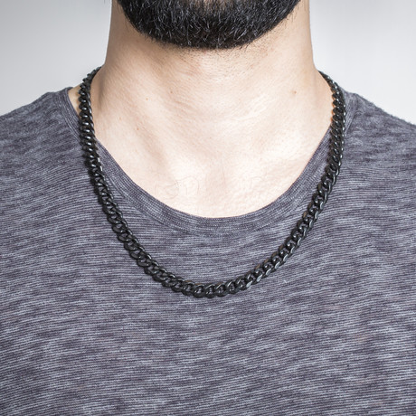 Curb Chain Necklace // 9.4 mm // Black