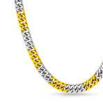 Two-Tone Curb Chain Necklace // Yellow Gold + Silver