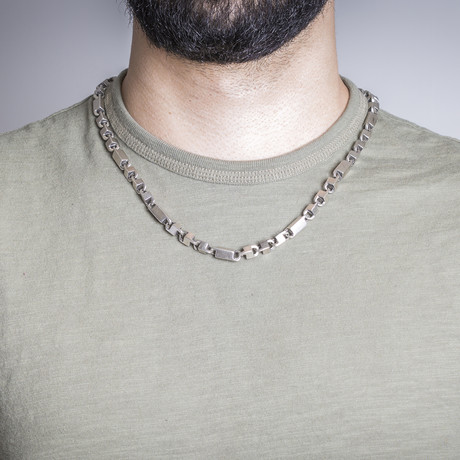 Square Link Chain Necklace // Silver