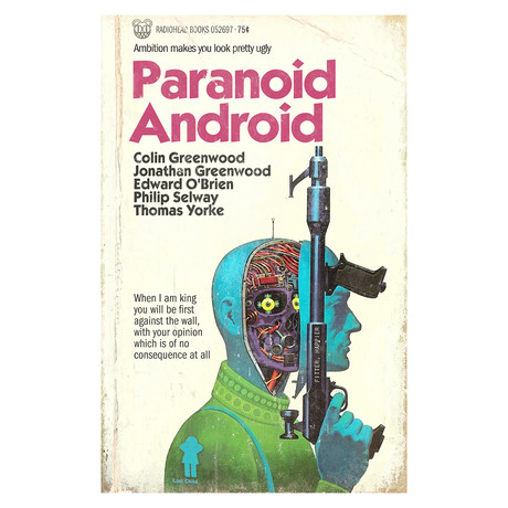 Radiohead "Paranoid Android" Science-Fiction Novel Mashup (8.5"W x 11"H x 0.1"D)