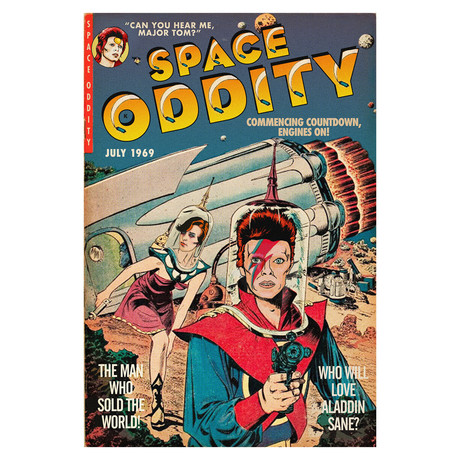 David Bowie "Space Oddity" Sci-Fi Comic Book Mashup (8.5"W x 11"H x 0.1"D)