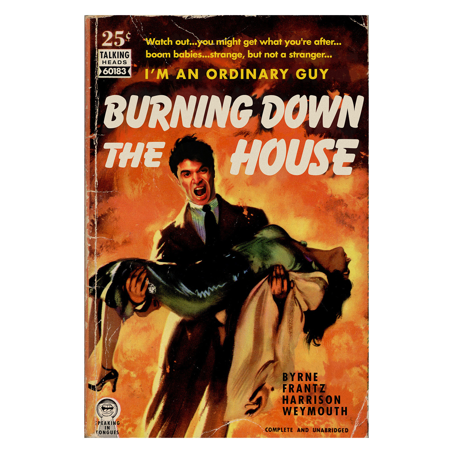 Talking Heads "Burning Down The House" Pulp Novel Mashup (8.5"W x 11"H x  0.1"D) - Todd Alcott - Touch of Modern