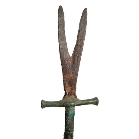 Ancient Bronze + Iron Split Blade Knife
