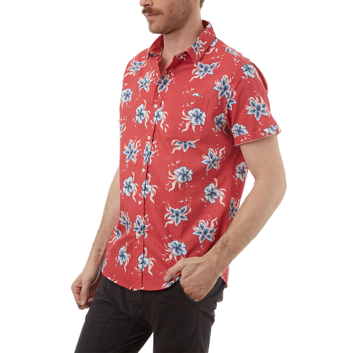 Theo Floral Shirt // Red (L) - PX Clothing - Touch of Modern