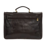 Automatic Closure Briefcase + Large Pocket (Dark Brown)