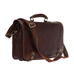 Automatic Closure Briefcase + Large Pocket (Dark Brown)