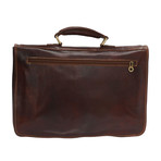 Automatic Closure Briefcase + Large Pocket (Dark Brown)