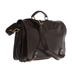 Automatic Closure Briefcase + Large Pocket (Dark Brown)