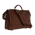 Automatic Closure Briefcase + Large Pocket (Dark Brown)