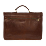 Automatic Closure Briefcase + Large Pocket (Dark Brown)