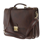 Double Compartment Briefcase // Silver Buckle Closure (Black)