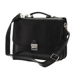 Double Compartment Briefcase // Silver Buckle Closure (Black)