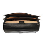 Double Compartment Briefcase // Silver Buckle Closure (Black)