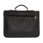 Double Compartment Briefcase // Silver Buckle Closure (Black)