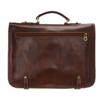 Double Compartment Briefcase // Gold Buckle Closure (Black)