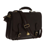 Double Compartment Briefcase // Gold Buckle Closure (Black)