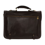 Double Compartment Briefcase // Gold Buckle Closure (Black)