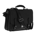 Double Compartment Briefcase // Gold Buckle Closure (Black)