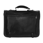 Double Compartment Briefcase // Gold Buckle Closure (Black)