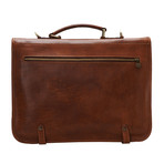 Double Compartment Briefcase // Gold Buckle Closure (Black)